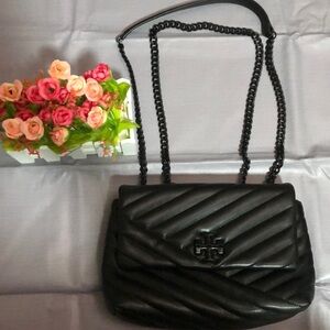 Tory Burch Black Kira Chevron crossbody bag